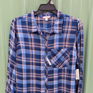 Women's Plus Soft Plaid Flannel Button-Down Shirt, Size 1X